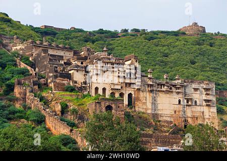 Vue du Palais Garh, Fort Taragarh, Bundi, Rajasthan Inde. Banque D'Images