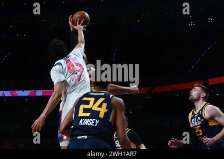 Non exclusif : 05 février 2024 à Mexico, Mexique : Maozinha Pereira (45) des Capitanes saute au ballon lors du match de la NBA G League entre M. Banque D'Images