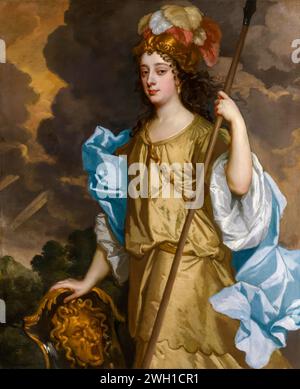 Barbara Palmer, 1ère duchesse de Cleveland (née Barbara Villiers, 1640-1709), maîtresse royale anglaise du roi Charles II d'Angleterre, comme Minerve, portrait peint à l'huile sur toile par Sir Peter Lely, vers 1665 Banque D'Images