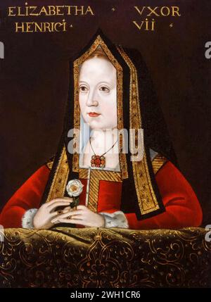 Élisabeth d'York (1466-1503), reine d'Angleterre (1486-1503), portrait peint à l'huile sur panneau, 1575-1599 Banque D'Images