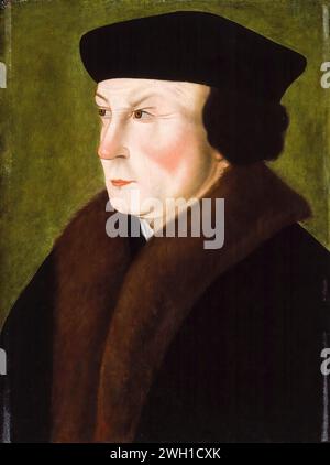 Thomas Cromwell, 1er comte d'Essex (1485-1540), premier ministre du roi Henri VIII d'Angleterre, portrait peint à l'huile sur panneau d'après Hans Holbein le jeune, 1500-1599 Banque D'Images