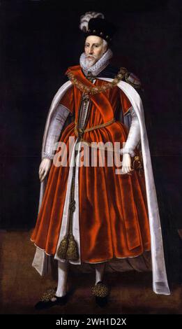 Charles Howard, 1er comte de Nottingham, 2e baron Howard d'Effingham (1536-1624), connu sous le nom de 'Lord Howard d'Effingham', homme d'État anglais, Lord High Admiral Under, Elizabeth I et James I. Commandant des forces anglaises contre l'Armada espagnole, portrait peint à l'huile sur toile, 1602-1699 Banque D'Images