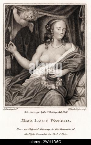 Lucy Walter (vers 1630-1658), maîtresse galloise du roi Charles II, mère de James Scott, 1er duc de Monmouth, portrait gravé par Ignatius Joseph van den Berghe d'après S.Harding, 1793 Banque D'Images