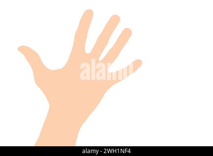 Silhouette d'une main humaine isolée sur fond blanc. Ondulations, salutations Banque D'Images