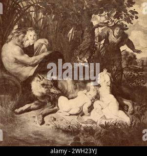 La louve allaitante Romulus et Remus, peinture de l'artiste flamand Peter Paul Rubens, années 1890 Banque D'Images