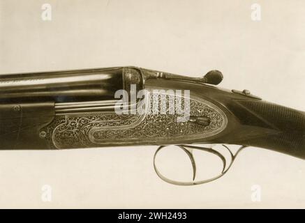 Gravure au fusil sur carabine belge Francotte, Belgique des années 1900 Banque D'Images