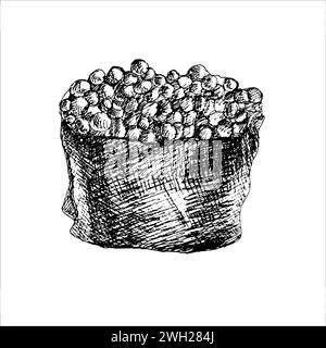 Illustration vectorielle traditionnelle japonaise d'oeufs de saumon. Illustration de nourriture dessinée à la main dans le style de ligne, graphiques d'encre pour le menu, restaurant, conception de café. Magur Illustration de Vecteur