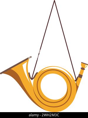 Icône isolée de Bugle de chasse traditionnelle dans un style plat. Illustration de Vecteur