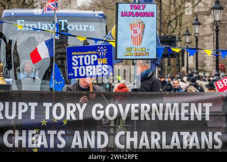 Londres, Royaume-Uni. 7 février 2024. Sodem continue leur protestation régulière contre le gouverneur le matin de la question des premiers ministres (PMQ). Crédit : Guy Bell/Alamy Live News Banque D'Images