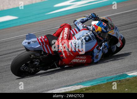 Kuala Lumpur, Malaisie. 07 février 2024. Le pilote espagnol Alex Marquez de Gresini Racing MotoGP en action lors des essais officiels du MotoGP de Sepang sur le circuit international de Sepang. Crédit : SOPA images Limited/Alamy Live News Banque D'Images