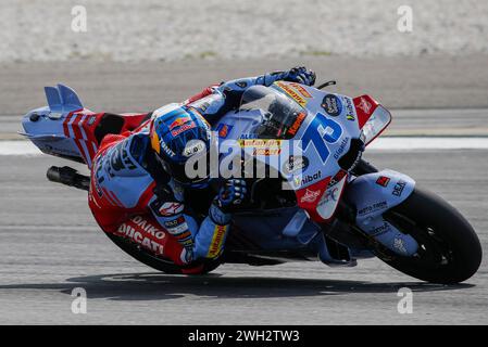 Kuala Lumpur, Malaisie. 07 février 2024. Le pilote espagnol Alex Marquez de Gresini Racing MotoGP en action lors des essais officiels du MotoGP de Sepang sur le circuit international de Sepang. (Photo de Wong Fok Loy/SOPA images/SIPA USA) crédit : SIPA USA/Alamy Live News Banque D'Images