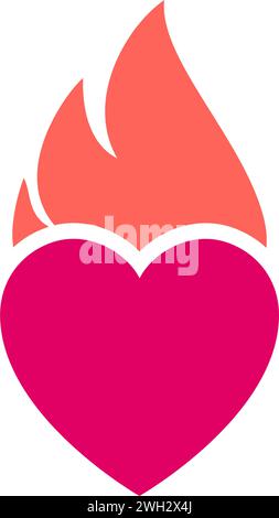 Icône de flamme de feu, symbole de coeur rose chaud, illustration vectorielle Illustration de Vecteur