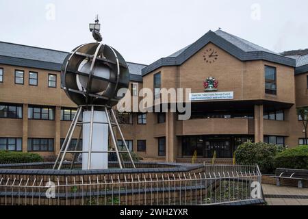 Autour de Port Talbot une ville industrielle à Neath Port Talbot Wales UK un jour d'hiver. Neath Port Talbot council Banque D'Images