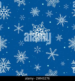 Motif sans couture de flocons de neige sur fond bleu Illustration de Vecteur