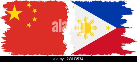 Philippines et Chine grunge drapeaux connexion, vecteur Illustration de Vecteur