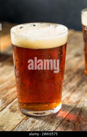 Bière artisanale Bozy Cold Dark Amber dans un verre de pinte Banque D'Images