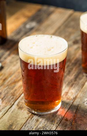 Bière artisanale Bozy Cold Dark Amber dans un verre de pinte Banque D'Images