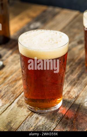 Bière artisanale Bozy Cold Dark Amber dans un verre de pinte Banque D'Images