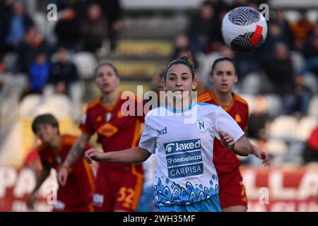 Rome, Italie. 07 février 2024. Tecla Pettenuzzo de Napoli Femminile lors du match de deuxième manche féminin de la Coppa Italia en quart de finale entre A.S. Roma et Napoli Femminile S.S.D. au stadio Tre Fontane, le 7 février 2024 à Rome, Italie. Crédit : Agence photo indépendante/Alamy Live News Banque D'Images