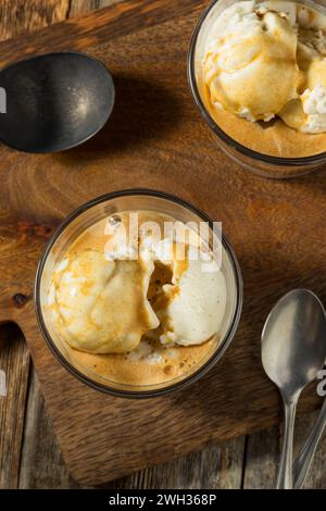 Dessert glacé au café Affogato sucré avec crème glacée et expresso Banque D'Images