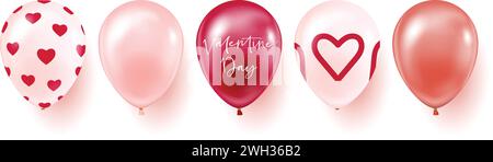 Lot de ballons à imprimé Saint-Valentin. Illustration de Vecteur