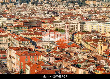 Vue aérienne de la vieille ville de Nice, France Banque D'Images