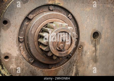 Détail d'une boîte de vitesses de transmission pour l'industrie minière. Banque D'Images