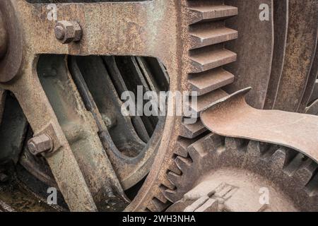 Détail d'une boîte de vitesses de transmission pour l'industrie minière. Banque D'Images