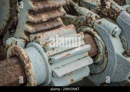 Détail d'une boîte de vitesses de transmission pour l'industrie minière. Banque D'Images