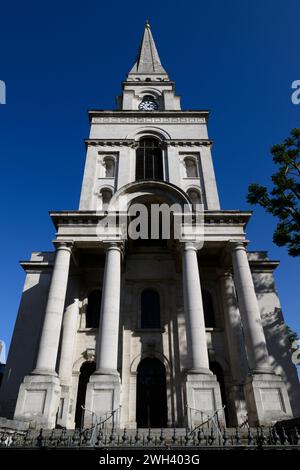 Christ Church Spitalfields a été conçu par l'architecte Nicholas Hawksmoor et construit entre 1710 et 1729. Christ Church Spitalfields, commercial Street Banque D'Images