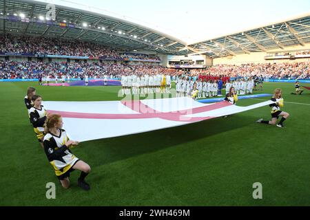 Hymnes nationaux avant l'Angleterre contre l'Espagne UEFA Womens Euro Brighton Community Stadium (stade Amex) 20 juillet 2022 Banque D'Images