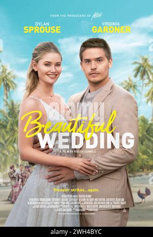 Beautiful Wedding (2024) réalisé par Roger Kumble et mettant en vedette Dylan Sprouse, Virginia Gardner et Alex Aiono. Dans cette suite de Beautiful Disaster, Abby et Travis découvrent qu'ils sont mariés après une nuit folle à Las Vegas et partent pour le Mexique pour une lune de miel avec leurs amis et leur famille. Affiche US One Sheet ***USAGE ÉDITORIAL SEULEMENT***. Crédit : BFA / Voltage Pictures Banque D'Images