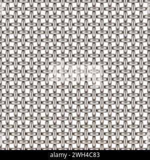 Motif de texture en acier ou argent de maille. Rendu 3D isolé sur fond blanc Banque D'Images