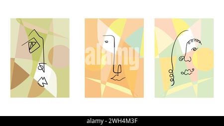 La ligne abstraite moderne fait face aux femmes minimalistes. Conception d'illustrations Vector 10 eps. Illustration de Vecteur