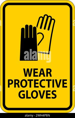 Attention porter des gants de protection Illustration de Vecteur