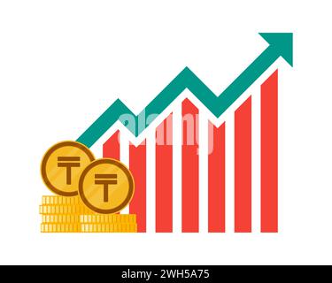 Hausse de la valeur du taux de change du Tenge kazakh Illustration de Vecteur