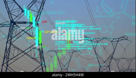 Image du traitement des données sur des pylons Banque D'Images