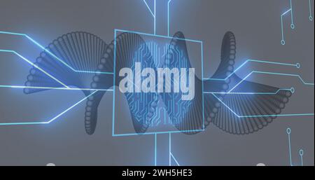 Illustration du traitement des données médicales et du support du processeur sur fond sombre Banque D'Images