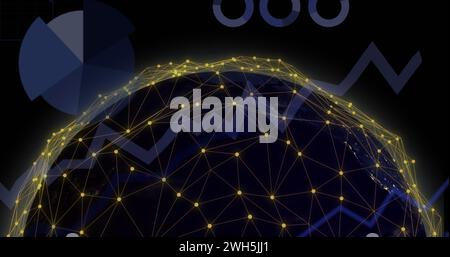 Image des statistiques et du traitement des données sur le globe des connexions Banque D'Images