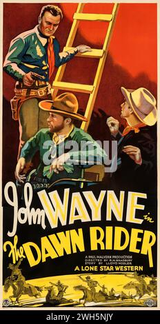 John Wayne dans The Dawn Rider (Monogram, 1935) film occidental - affiche de film vintage Banque D'Images