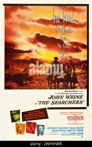 Affiche AMÉRICAINE de sortie en salle pour le film The Searchers (1956) Banque D'Images