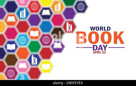 Illustration de conception de modèle de vecteur de la Journée mondiale du livre. 23 avril. Convient pour carte de vœux, affiche et bannière Illustration de Vecteur