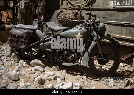 Une vieille moto militaire Harley Davidson WLA 45 Liberator datant de la seconde Guerre mondiale Banque D'Images