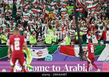 Doha, Qatar. 7 février 2024. Iran fans Football/Soccer : 'AFC Asian Cup Qatar 2023' demi-finale match entre Iran 2-3 Qatar au stade Al thumama à Doha, Qatar . Crédit : Mutsu Kawamori/AFLO/Alamy Live News Banque D'Images