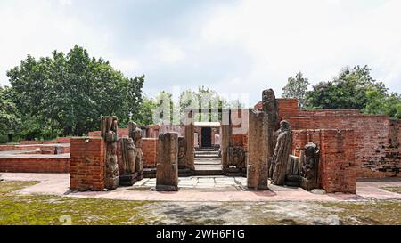 Vue de Anandprabhkuti Vihar, ancienne maison Bouddha Bhikshu, construit au 7ème siècle, ville historique Sirpur, Mahasamund, Chhattisgarh, Inde. Banque D'Images