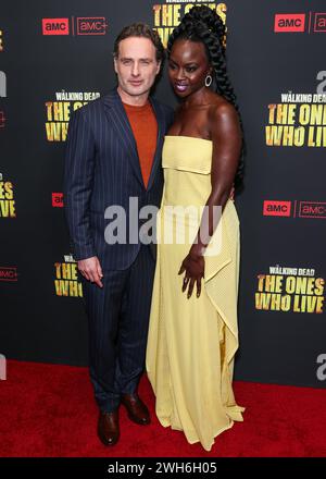 HOLLYWOOD, LOS ANGELES, CALIFORNIE, États-Unis - FÉVRIER 07 : Andrew Lincoln et Danai Gurira arrivent à la première de Los Angeles de 'The Walking Dead: la saison 1 de The Ones Who Live s'est tenue au Linwood Dunn Theater au Pickford Center for Motion Picture Study le 7 février 2024 à Hollywood, Los Angeles, Californie, États-Unis. (Photo de Xavier Collin/image Press Agency) Banque D'Images