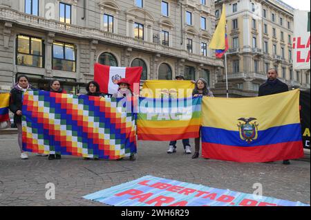 Equateur manifestation pour la paix sur la place Cordusio, Milan, Italie Banque D'Images