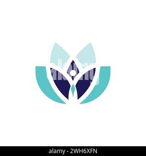 Abstrait Lotus Flower et les gens logo vecteur de conception yoga icône de bien-être symbole des éléments. Logo Lotus People. Résumé du logo Lotus Flower. Illustration de Vecteur