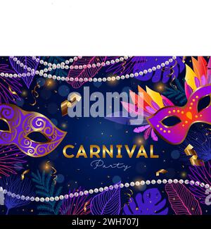 Modèle coloré de bannière de carnaval brésilien avec fond bleu foncé Illustration de Vecteur