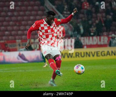 Mainz, Deutschland. 07 février 2024. 07.02.2024, MEWA Arena, Mayence, GER, 1.FBL, 1.FSV FSV FSV Mainz 05 vs 1.Union Berlin, la réglementation DFL interdit toute utilisation de photographies comme séquences d'images et/ou quasi-vidéo. Dans l'image Danny da Costa (Mayence) crédit : dpa/Alamy Live News Banque D'Images